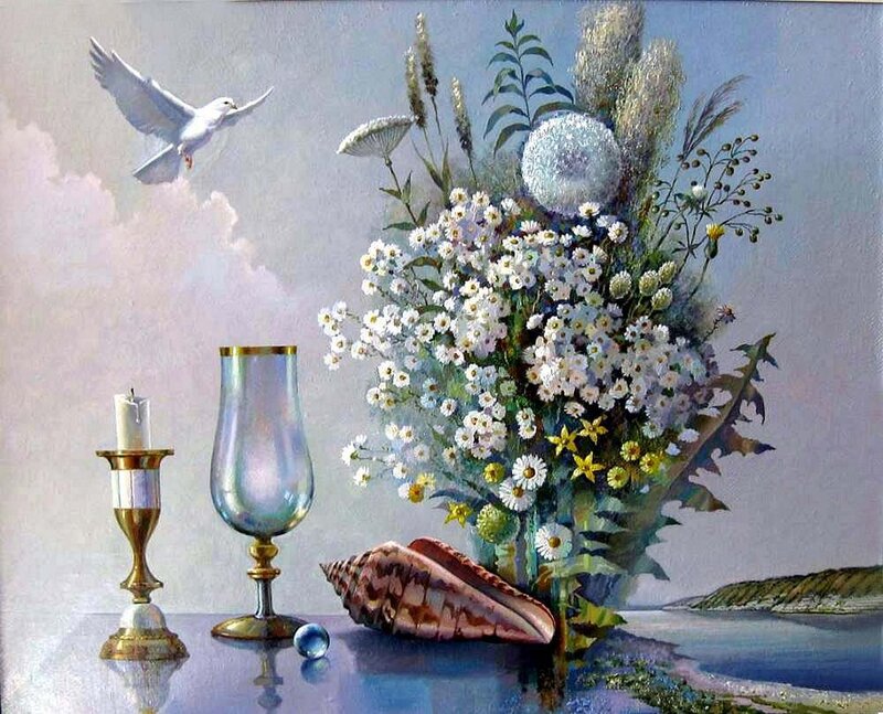 Still Life with Flowers — White, Serene