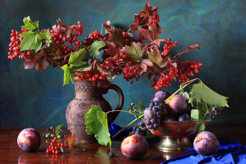 Still Life with Fruit and Berries — Blue
