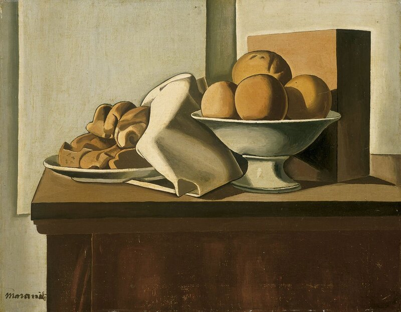 Still Life with Fruit and Bread — Brown, Calm