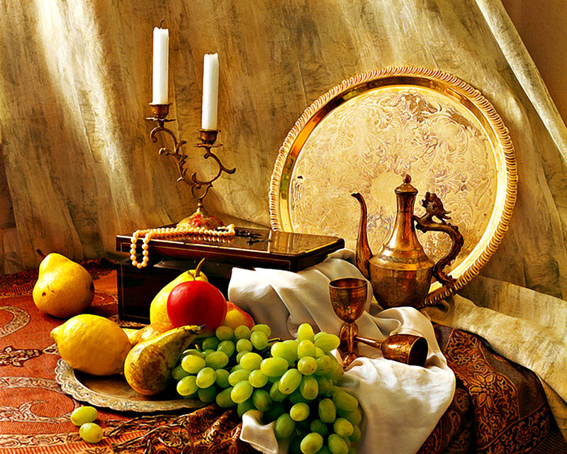 Still Life with Fruit and Candle — Gold