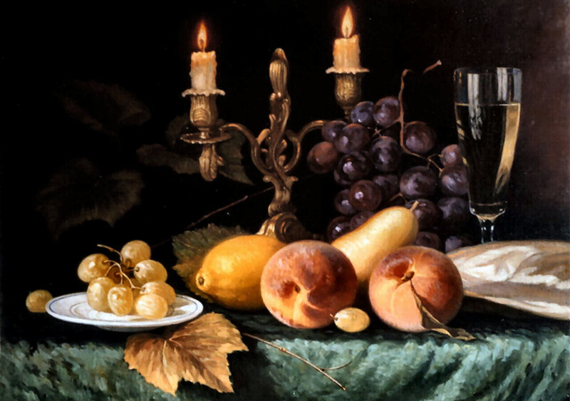 Still Life with Fruit and Candles — Green