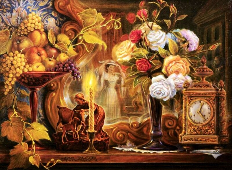 Still Life with Fruit and Clock — Gold