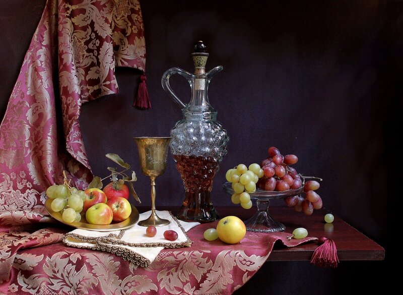 Still Life with Fruit and Decanter — Red