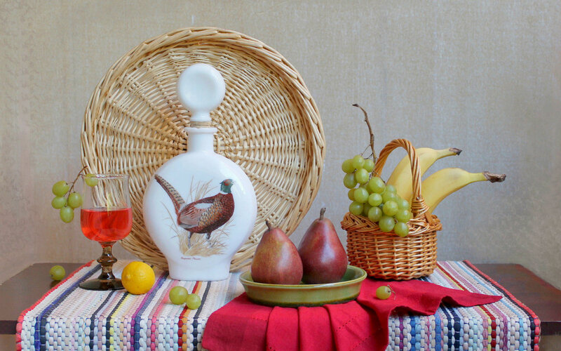Still Life with Fruit and Decanter — White