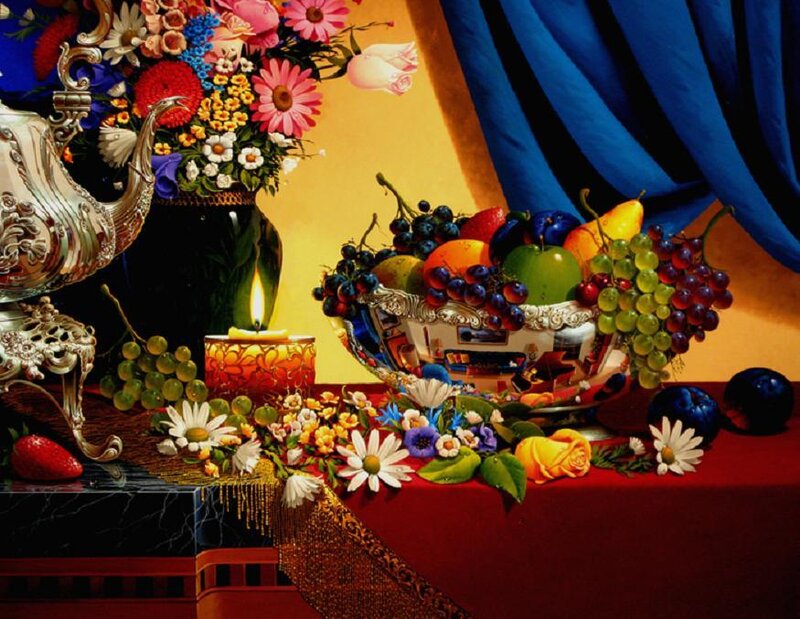 Still life with fruit and flowers