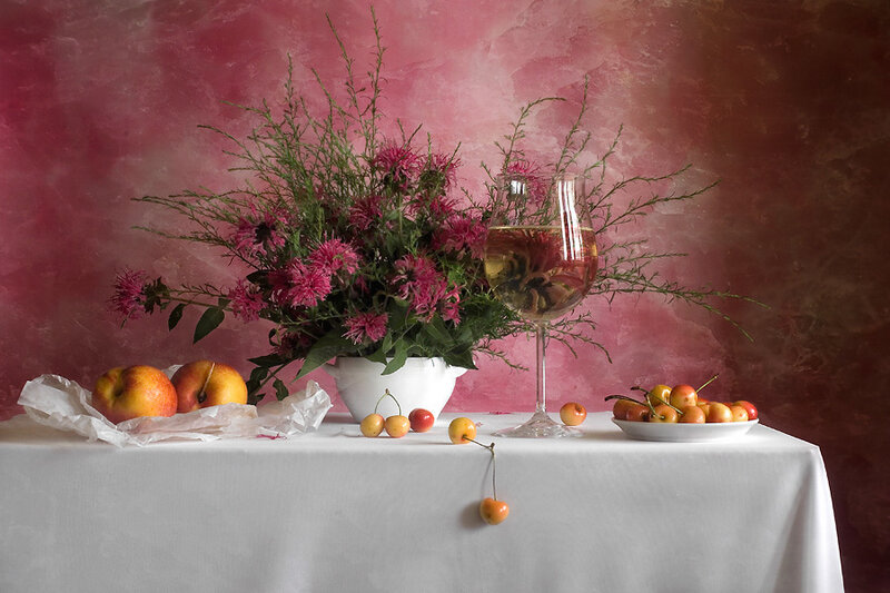 Still life with fruit and flowers