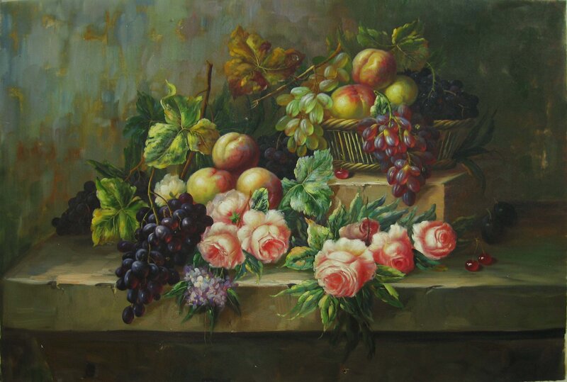 Still life with fruit and flowers