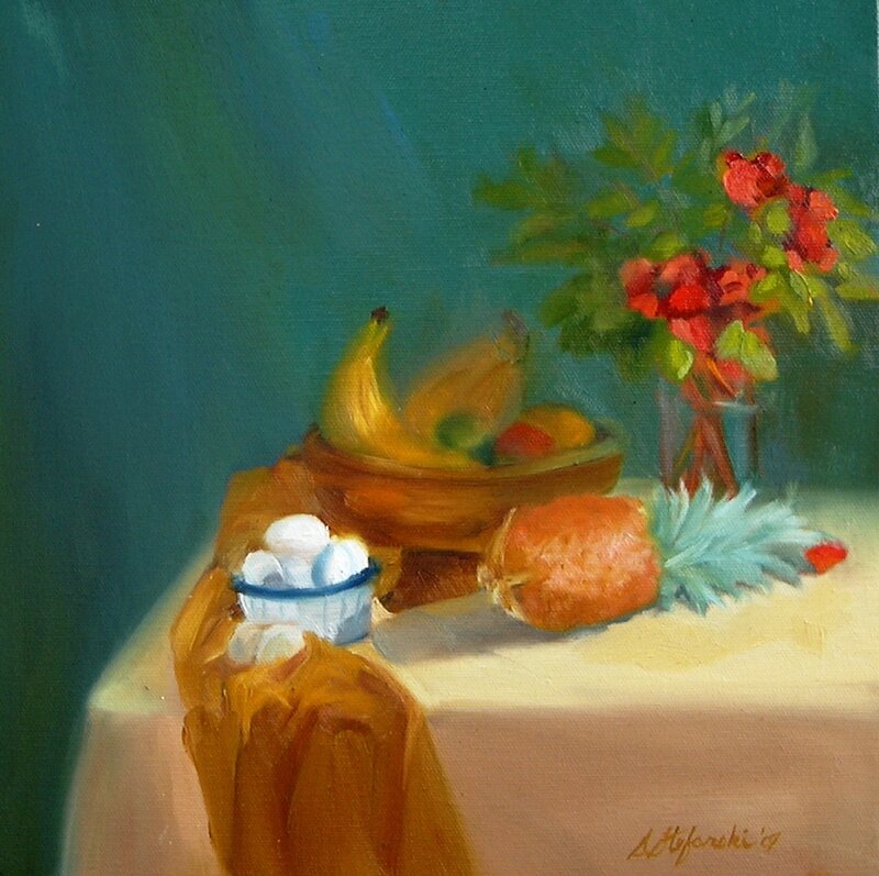 Still life with fruit and flowers