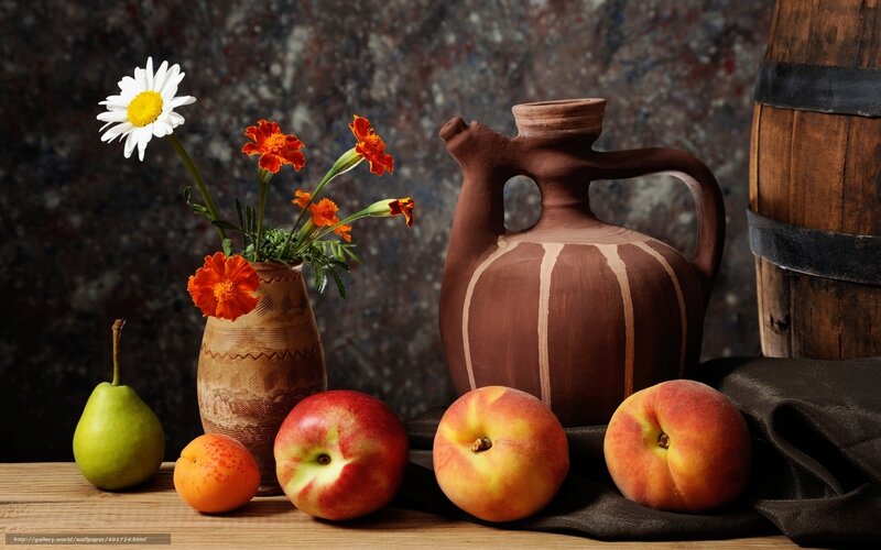 Still life with fruit and flowers