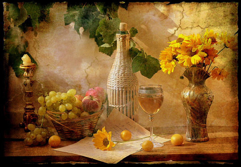 Still life with fruit and flowers