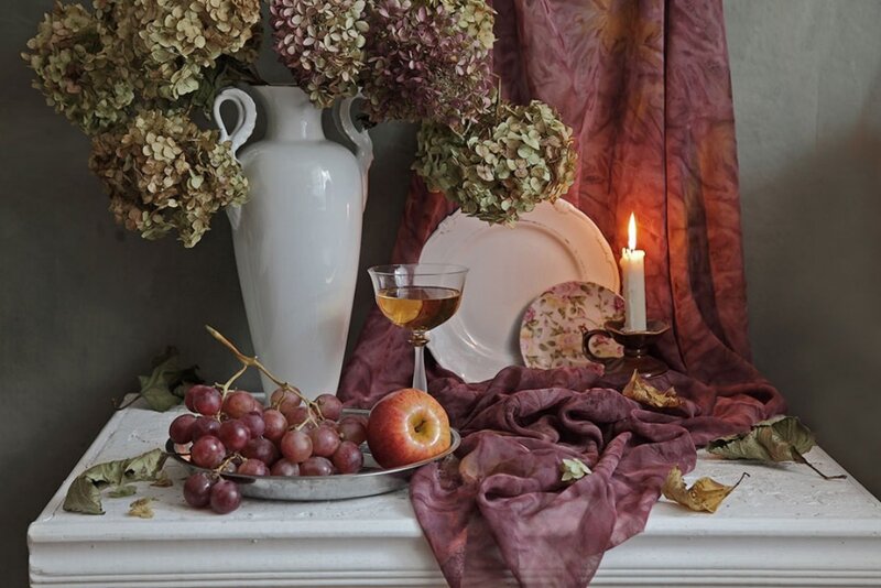 Still Life with Fruit and Flowers — White