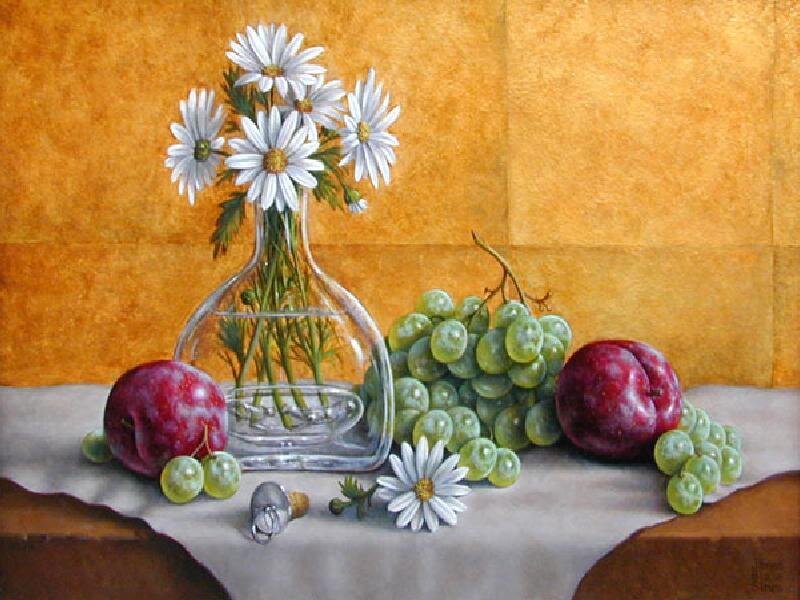 Still Life with Fruit and Flowers — Yellow