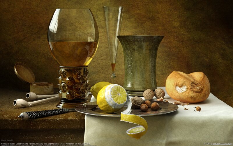 Still Life with Fruit and Glass — Brown
