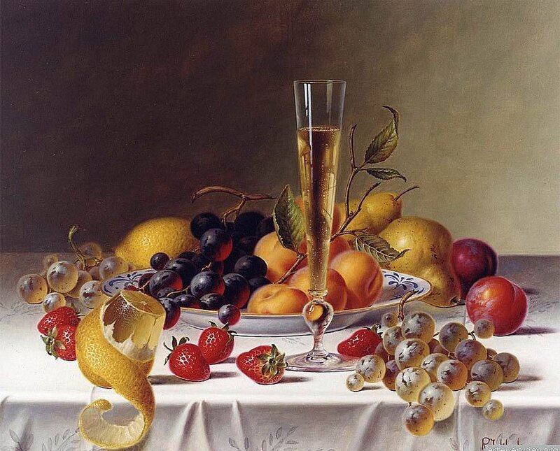 Still Life with Fruit and Glass — White