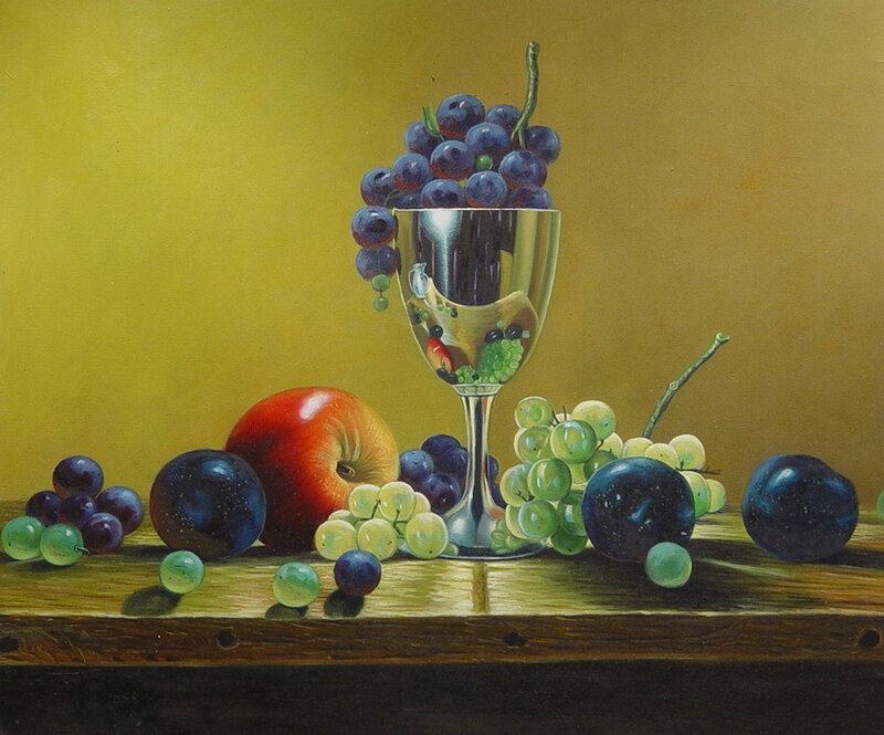 Still Life with Fruit and Glass — Yellow