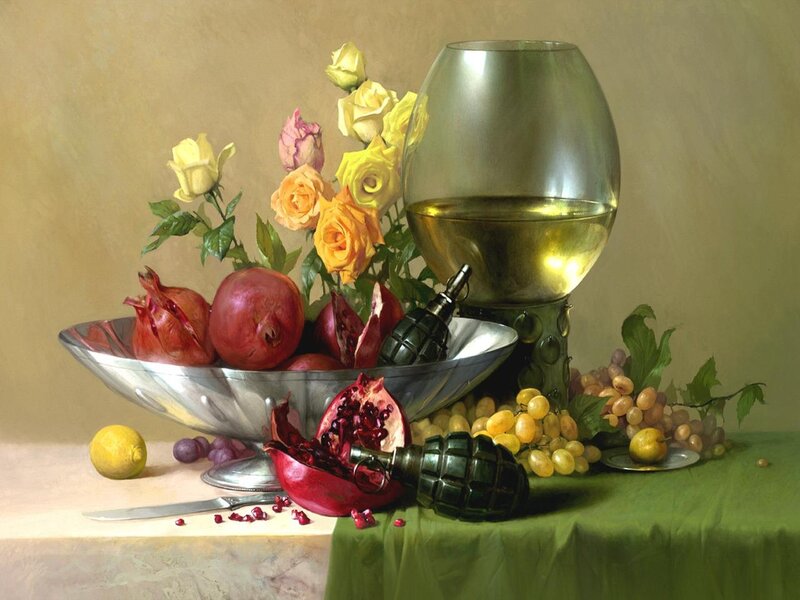 Still Life with Fruit and Grenade — Green