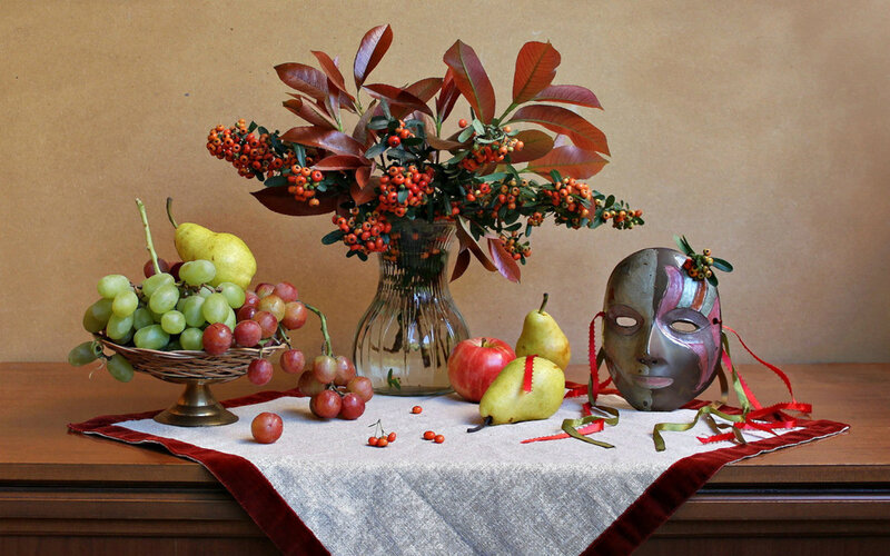 Still Life with Fruit and Mask