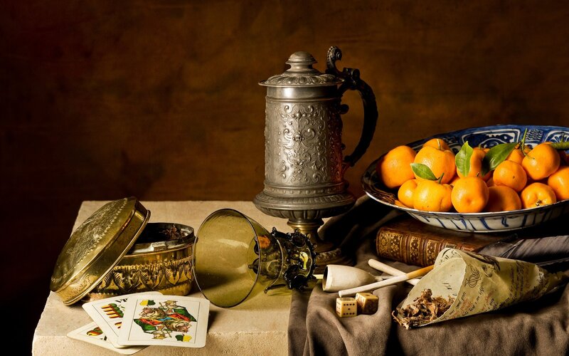 Still Life with Fruit and Objects — Brown