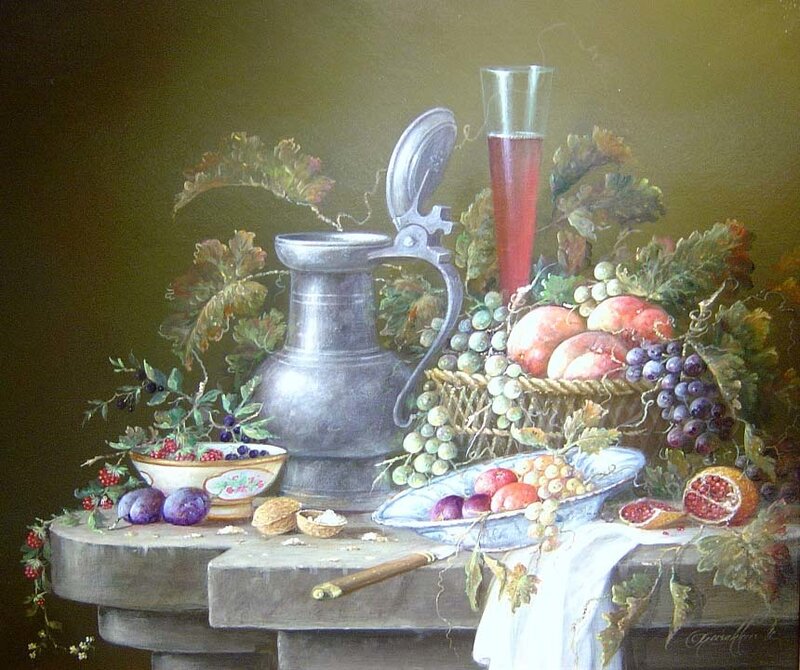 Still Life with Fruit and Pitcher — Green