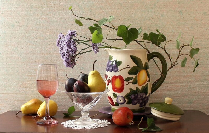 Still Life with Fruit and Pitcher — White