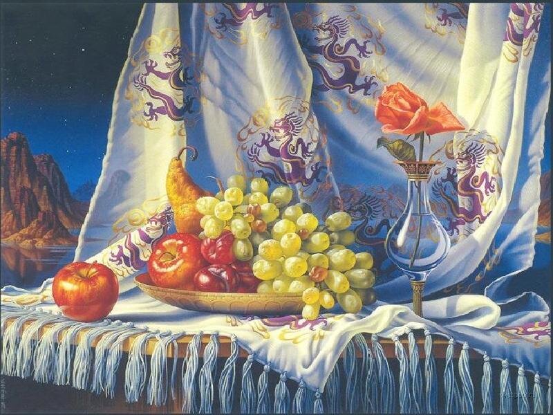 Still Life with Fruit and Rose