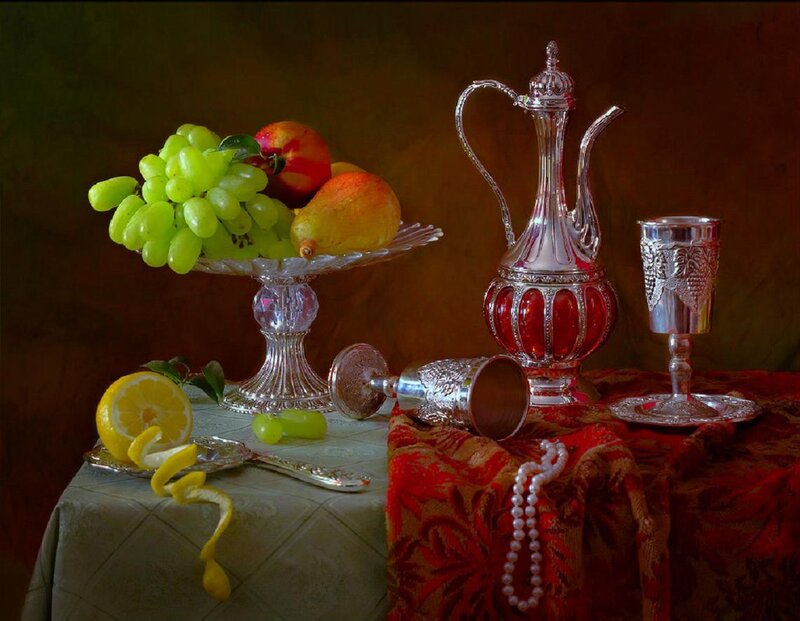 Still Life with Fruit and Silver — Red