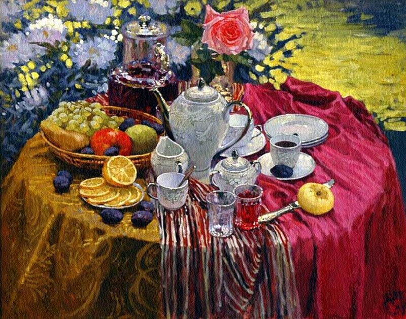 Still Life with Fruit and Tea