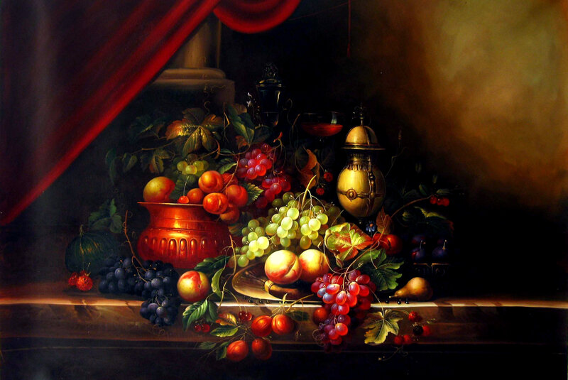 Still life with fruit and vase