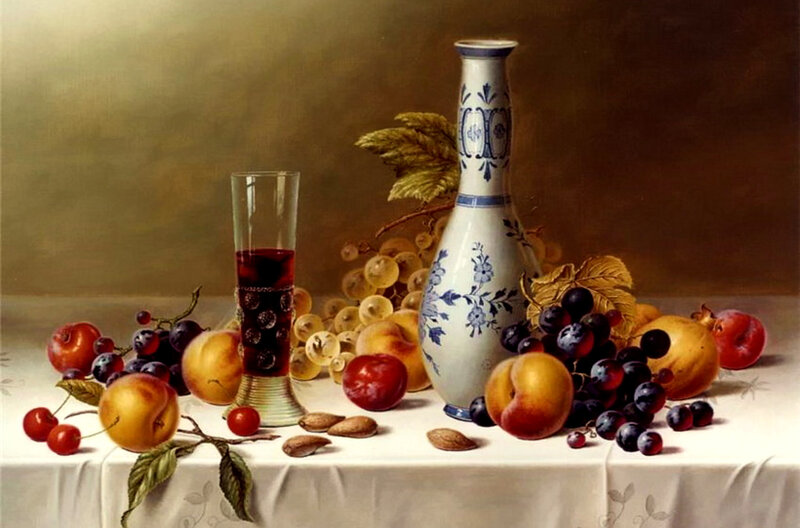 Still life with fruit and vase