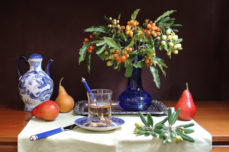 Still Life with Fruit and Vase — Blue