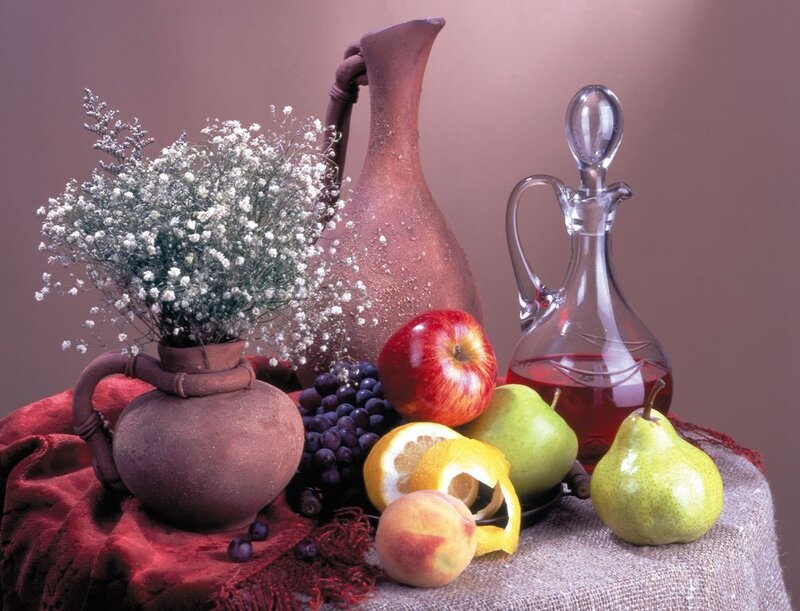 Still Life with Fruit and Vase — Red