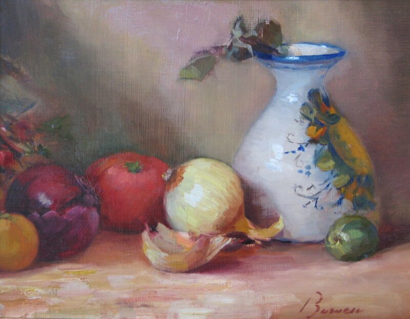 Still Life with Fruit and Vase — White, Calm