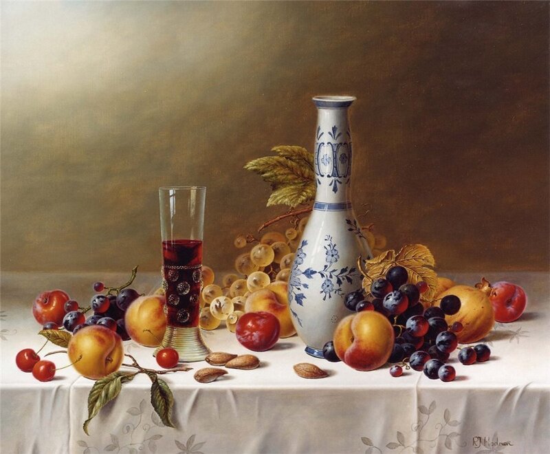 Still Life with Fruit and Vase — White