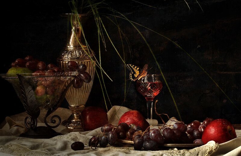 Still Life with Fruit and Wine — Black