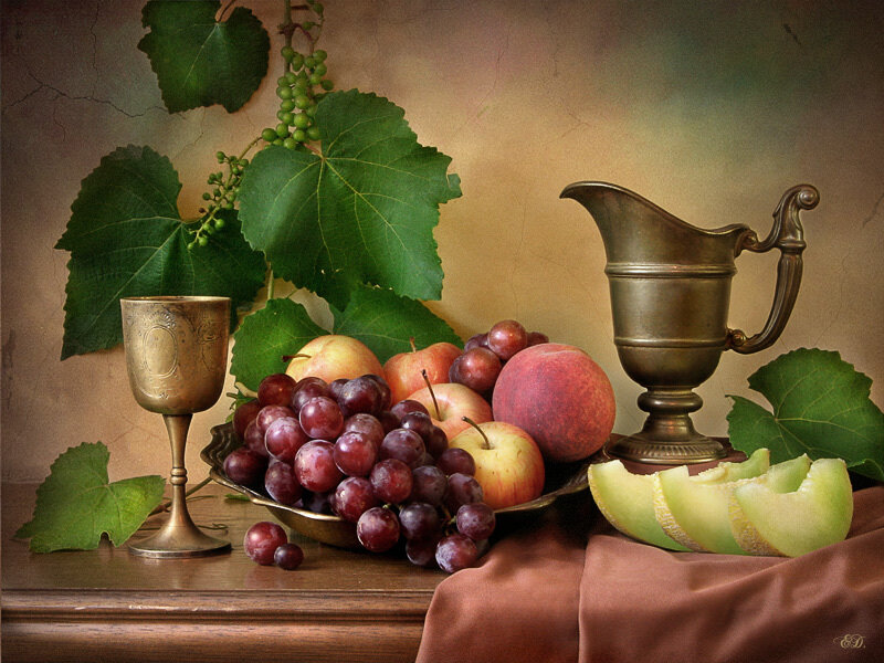 Still Life with Fruit and Wine — Green