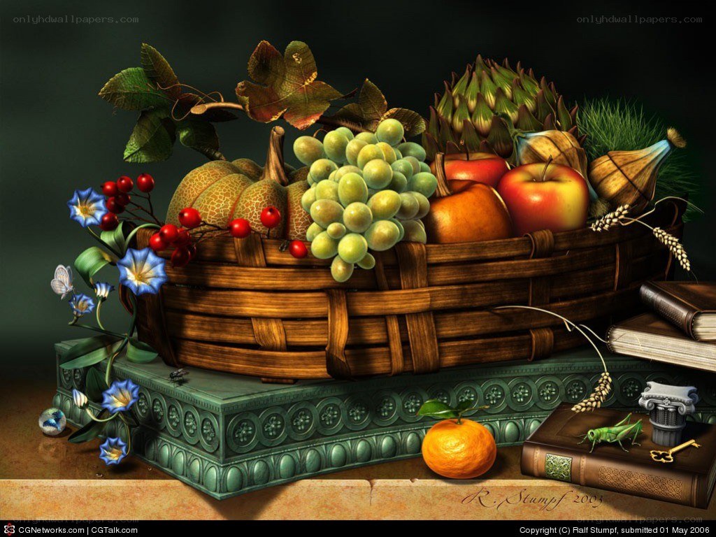 Still life with fruit basket