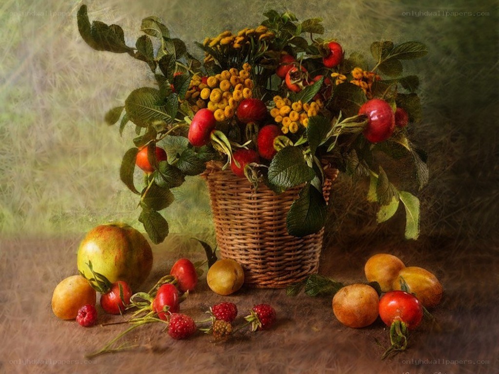 Still life with fruit basket