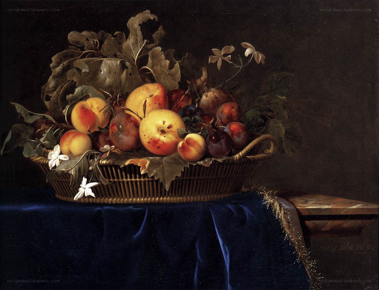 Still life with fruit basket