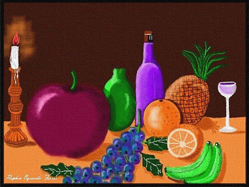 Still Life with Fruit — Brown, Calm, Painting