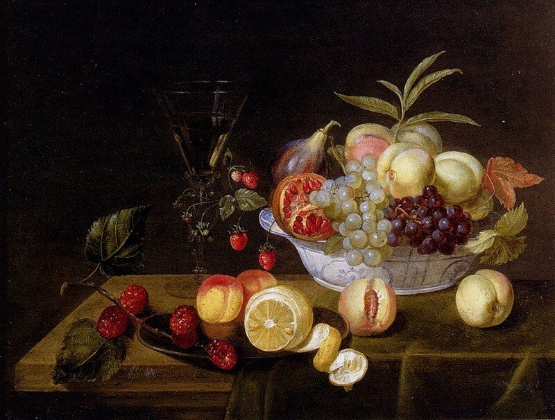 Still Life with Fruit — Brown, Dramatic