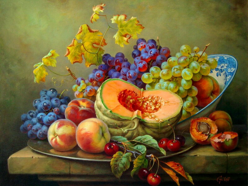 Still Life with Fruit — Green, Calm, Autumn
