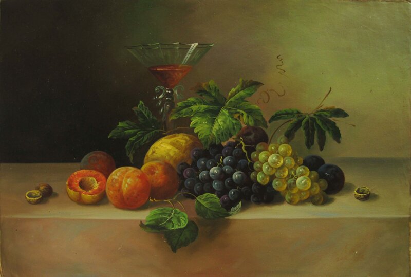 Still Life with Fruit — Green, Dramatic