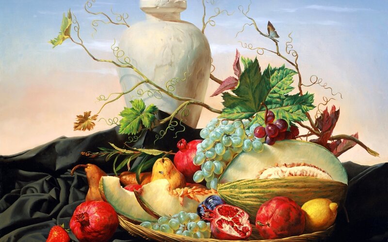 Still Life with Fruit — Green, Serene, Afternoon