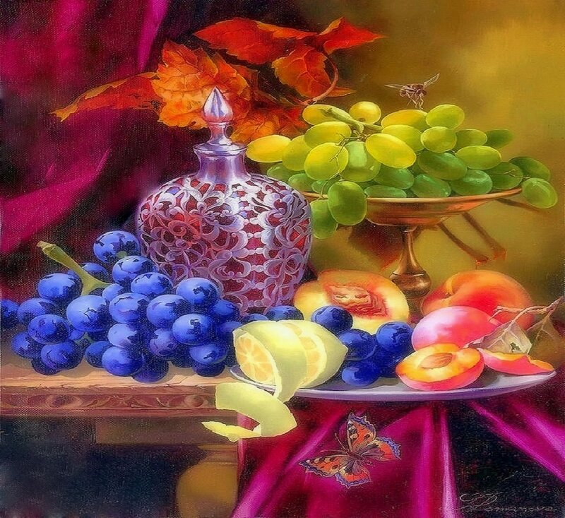 Still Life with Fruit — Purple, Dramatic