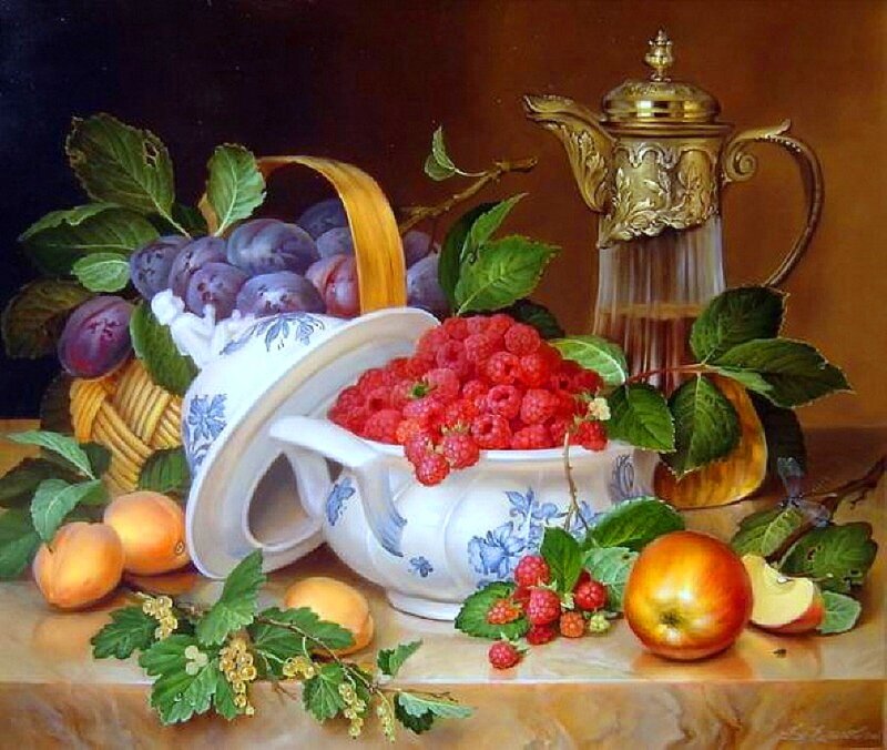 Still Life with Fruit — White, Dramatic