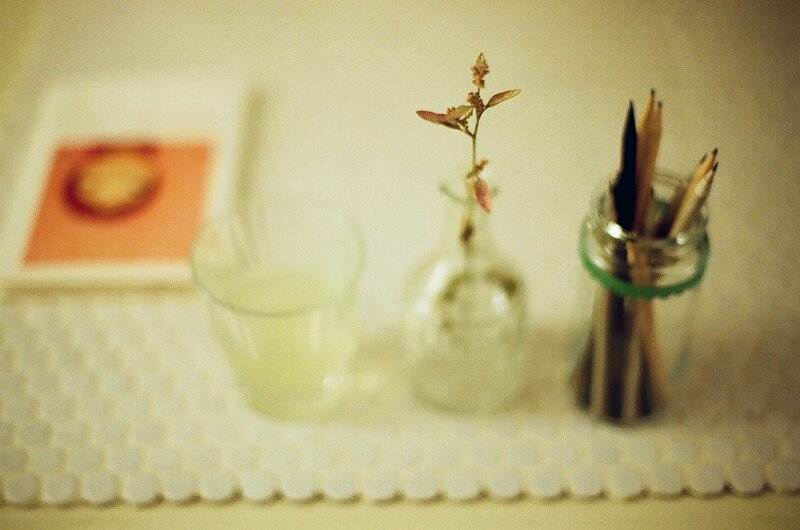 Still life with glass jars