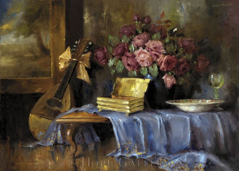Still Life with Guitar and Flowers — Blue