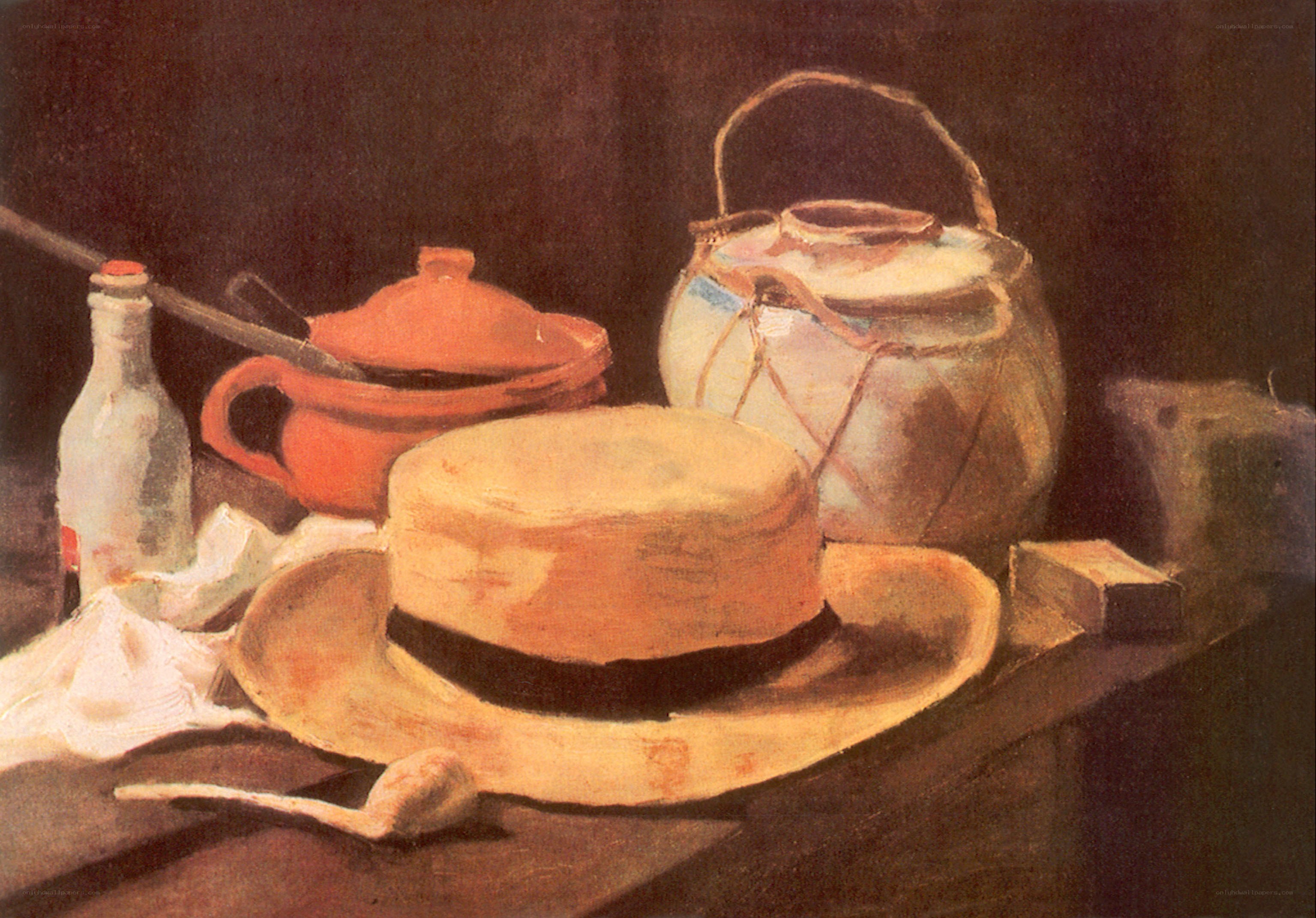 Still life with hat and pottery
