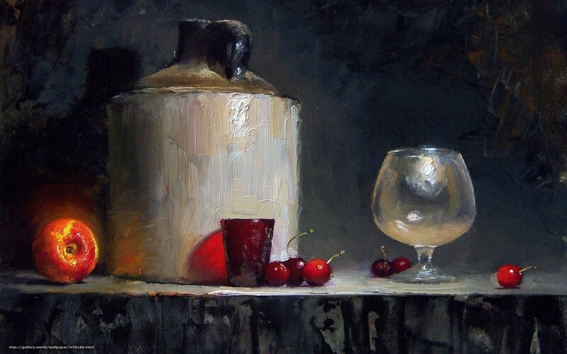 Still life with jug and fruit