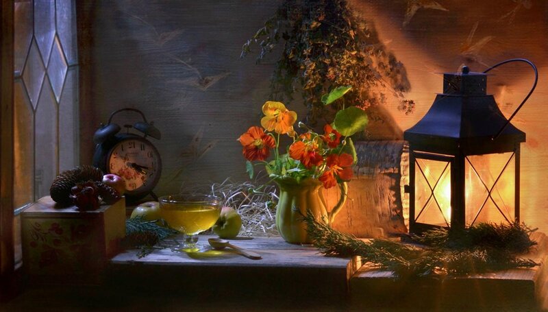 Still Life with Lantern — Brown, Cozy